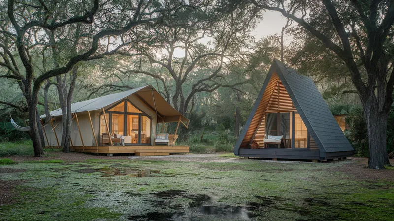Glamping cabins near a spring